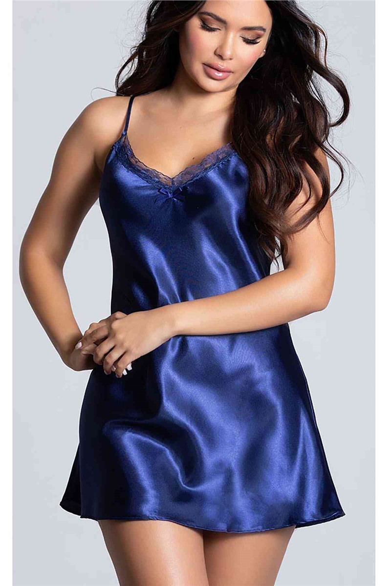 Women's satin nightgown - Dark blue # 310407