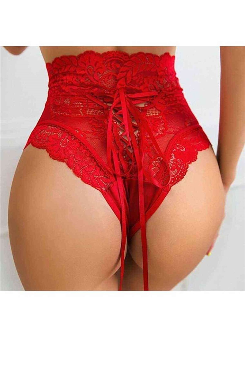 Women's lace bikini with high waist - Red # 310209