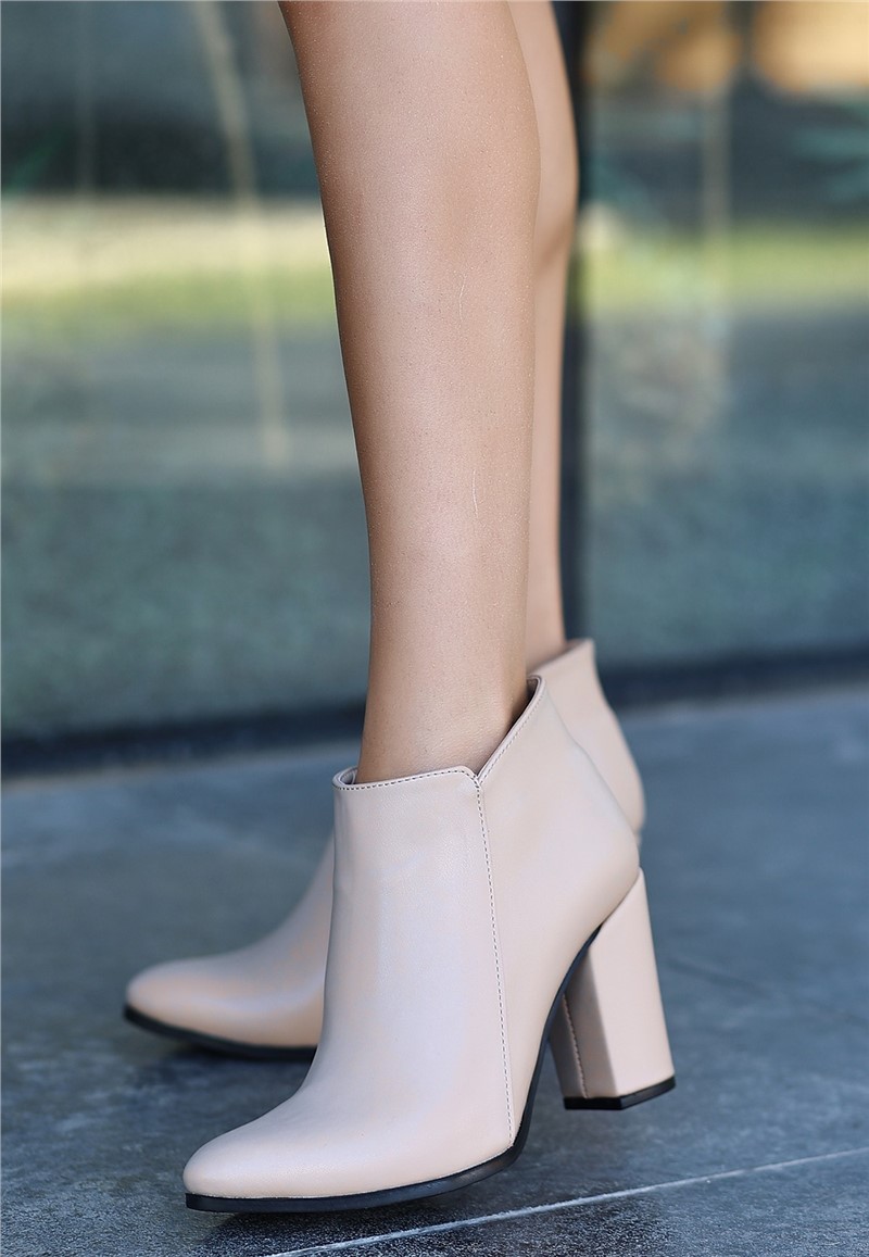 Women's Heeled Boots - Beige #366974