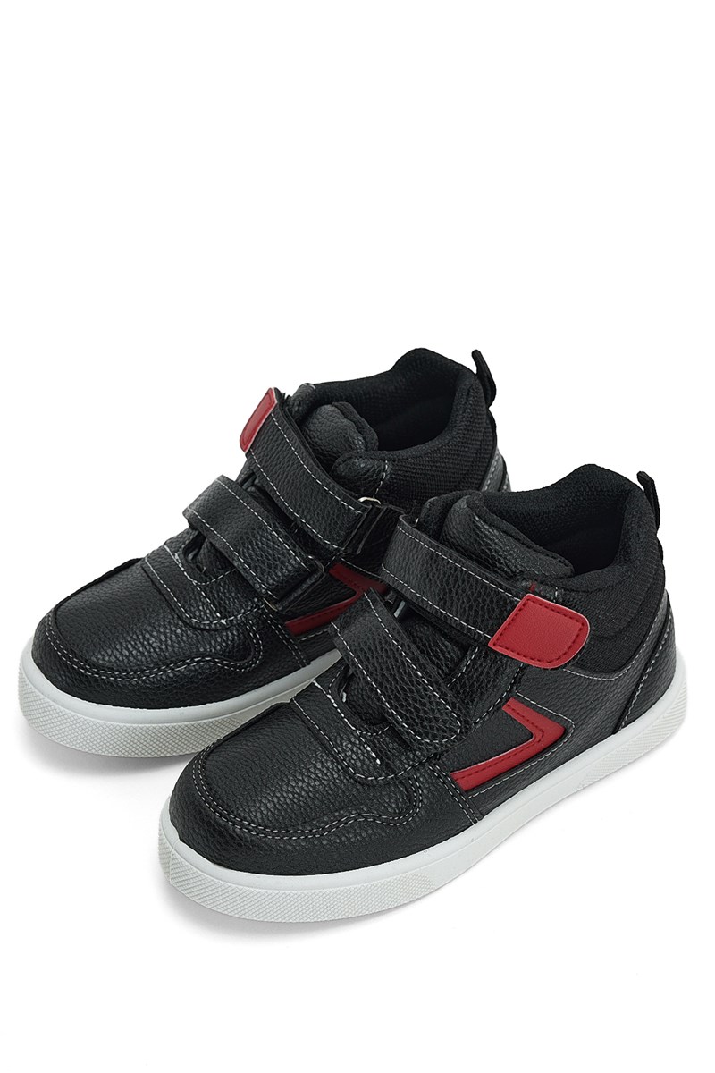 Scarpe unisex con velcro per bambini - Nere con rosse #410457