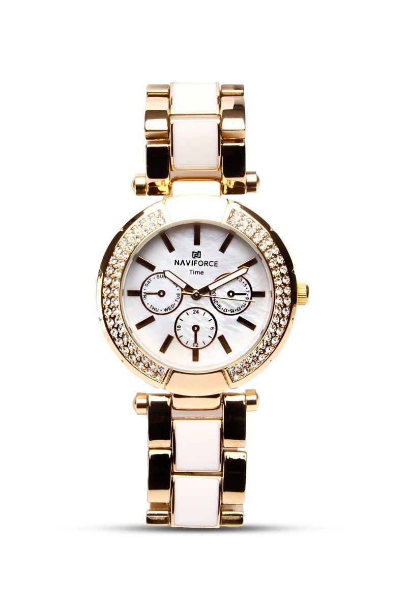 Ladies Watch Naviforce nv1013 Gold and White