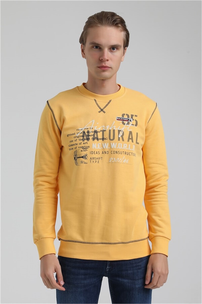 Felpa slim fit da uomo 22FWM60121 - Senape #361729