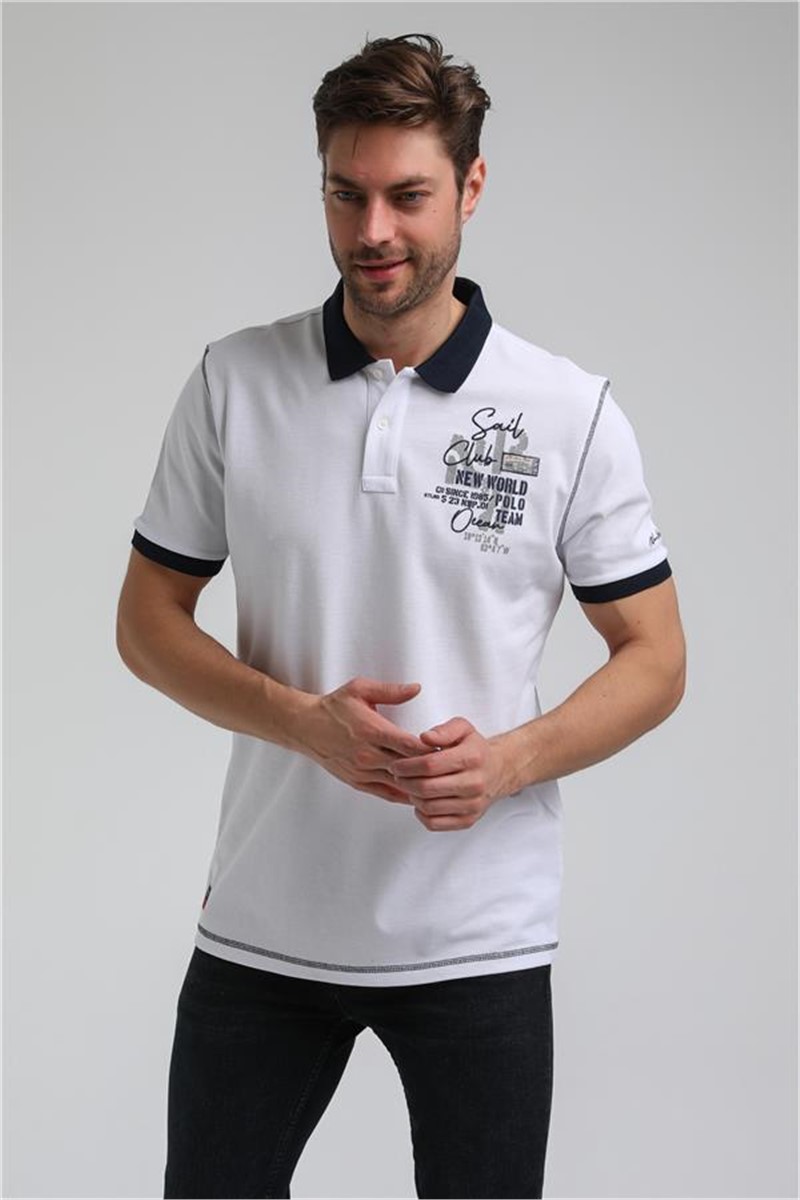 T-Shirt Uomo con Colletto 23SSM10257 - Bianco #371648