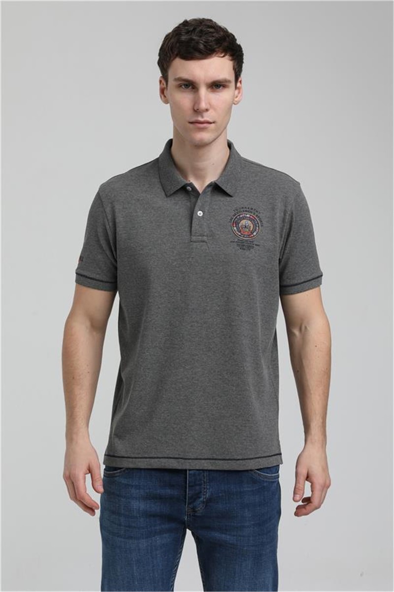 Men's Slim Fit T-Shirt with Collar 23SSM10258 - Gray #371639