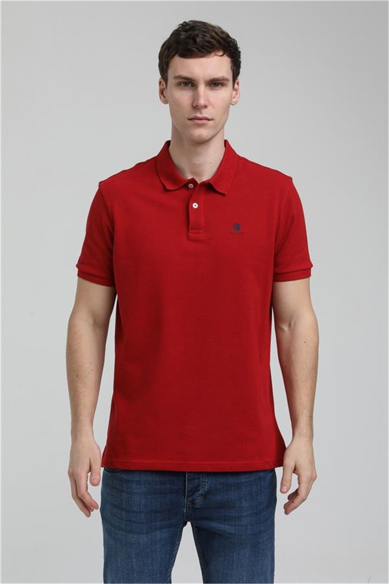 Men's Regular Fit T-Shirt with Collar 23SSM10248 - Dark Red #371696