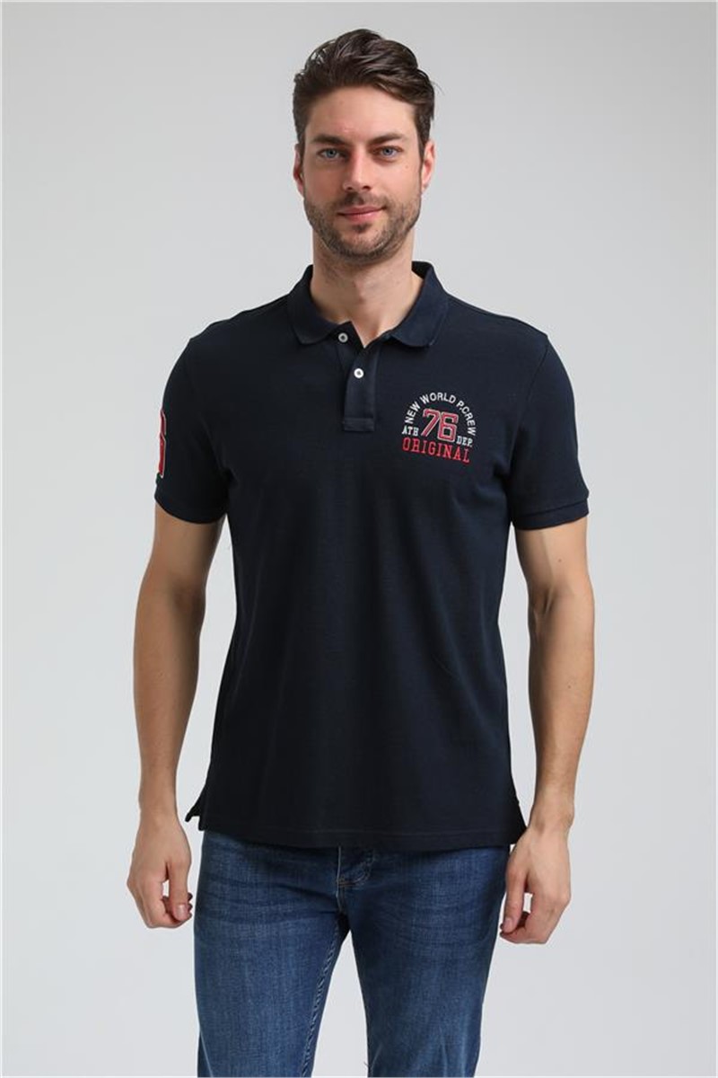 Men's T-Shirt with Collar 23SSM10254 - Dark Blue #371661