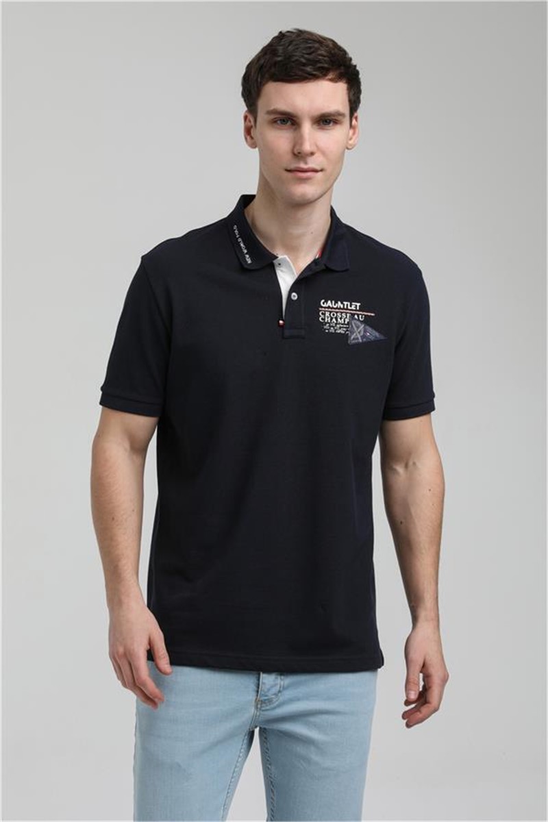 Men's T-Shirt with Collar 23SSM10255 - Dark Blue #371656