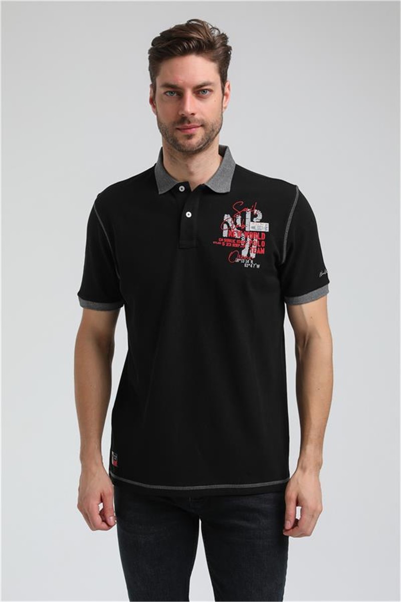 Men's Collar T-Shirt 23SSM10257 - Black #371646