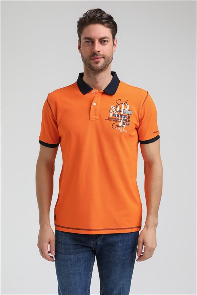 Men's Regular Fit T-Shirt with Collar 23SSM10257 - Orange #371643