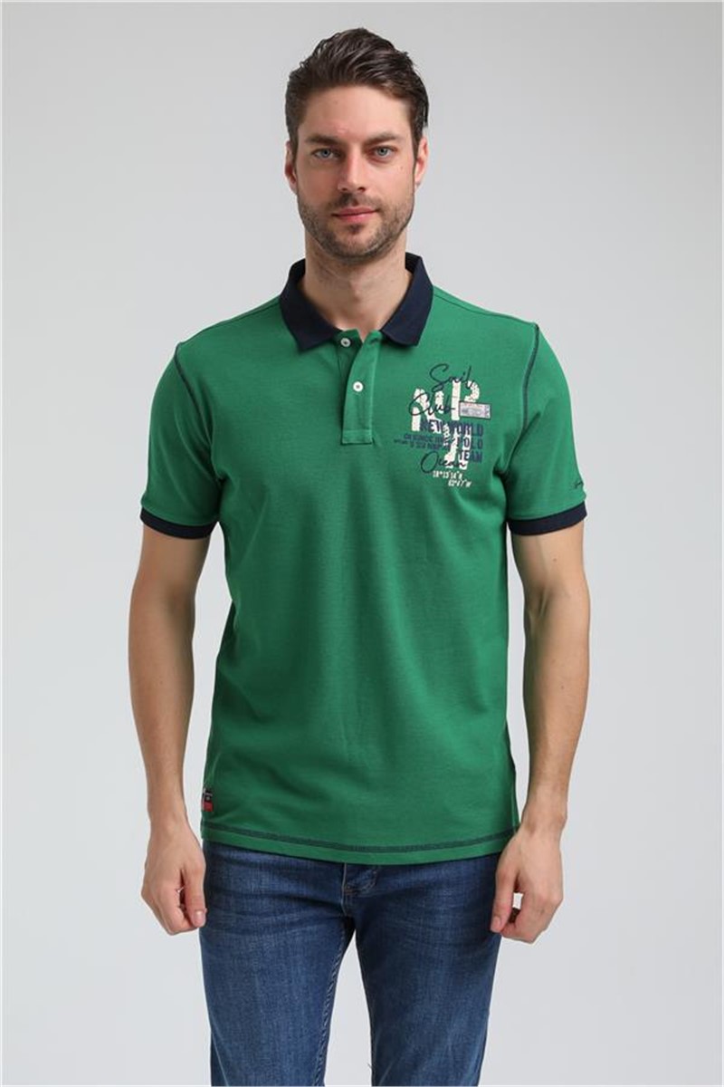 Men's Regular Fit T-Shirt with Collar 23SSM10257 - Green #371644