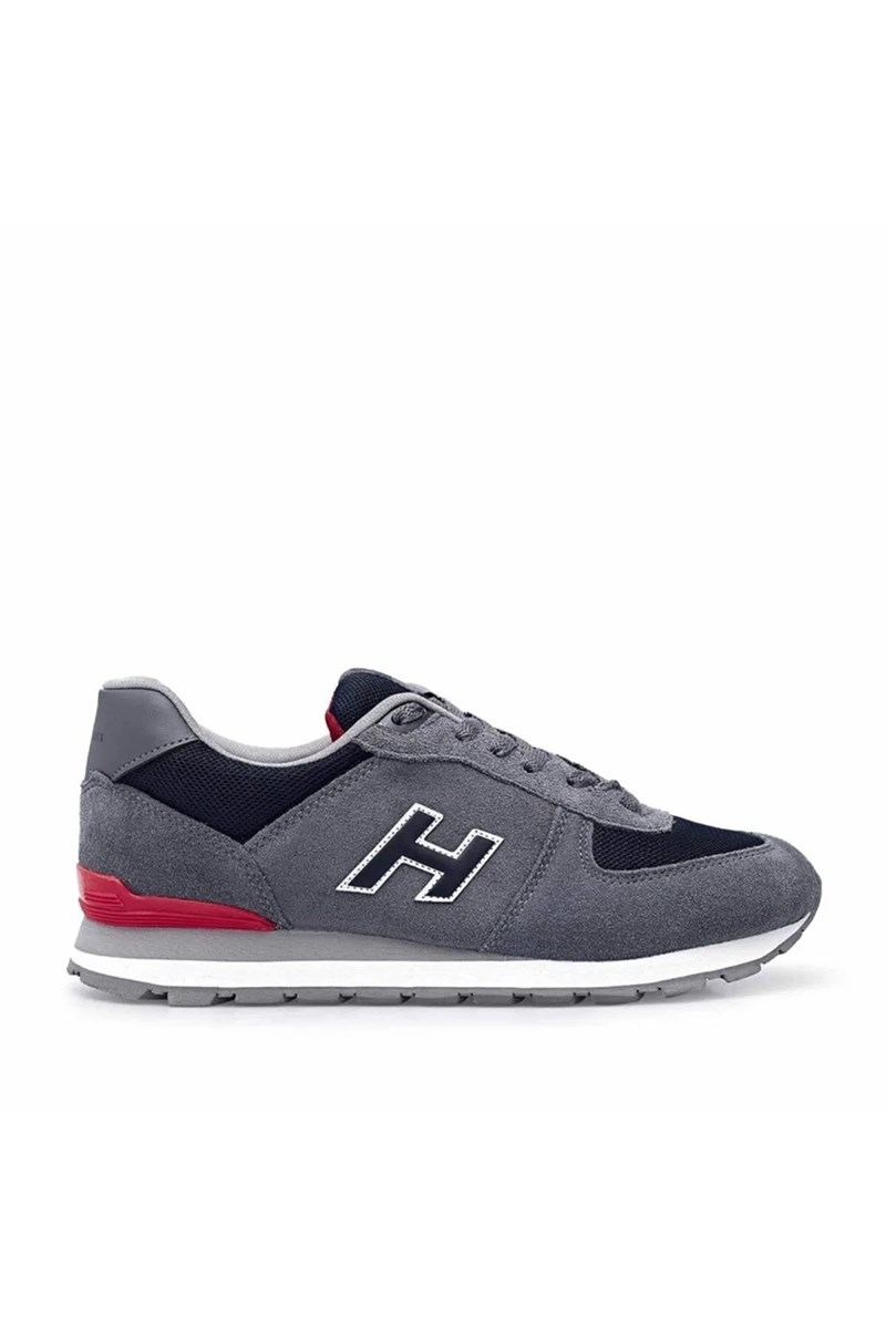 Hammer Jack Men's Genuine Leather Sports Shoes - Gray-Red #395423