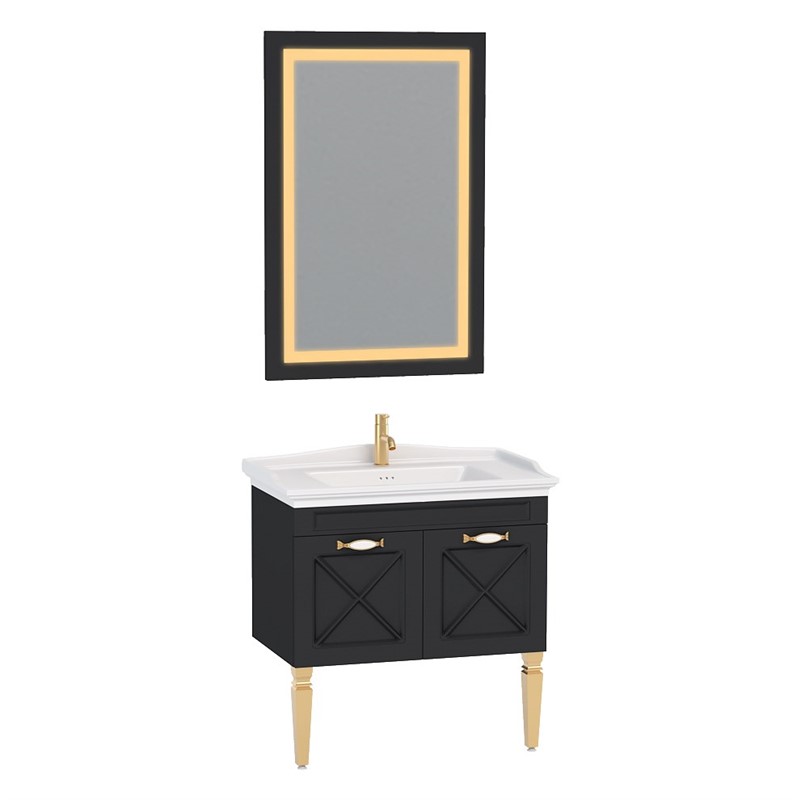 Nplus Avant Bathroom Cabinet 80 cm - Black-Gold #340798