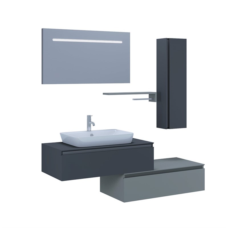 NPlus Baco Bathroom Cabinet 160 cm - Gray #335999