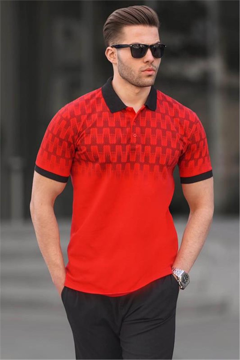 T-shirt da uomo con colletto 6109 - rossa # 394957