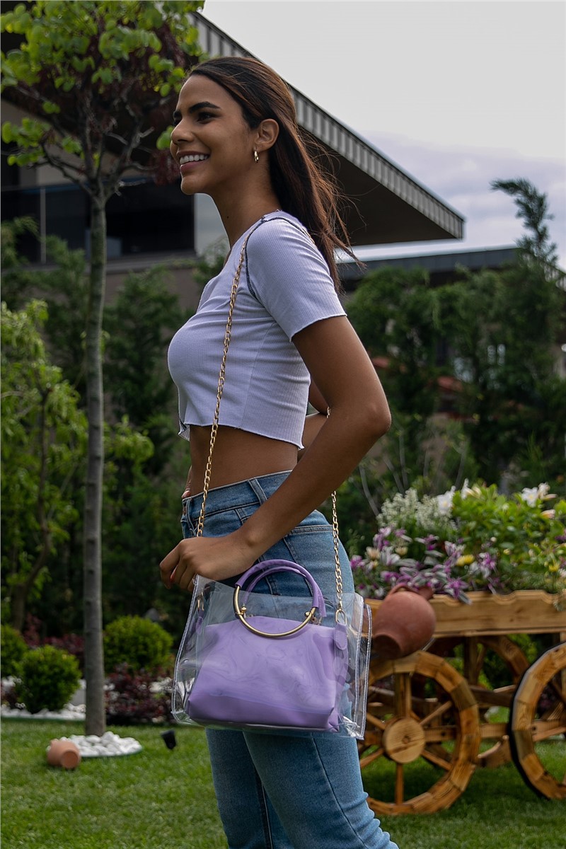 Women's Crossbody Bag - Purple, Clear #306585