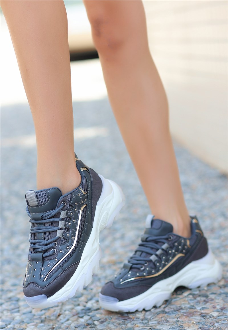 Women's Lace Up Sports Shoes - Gray #394373