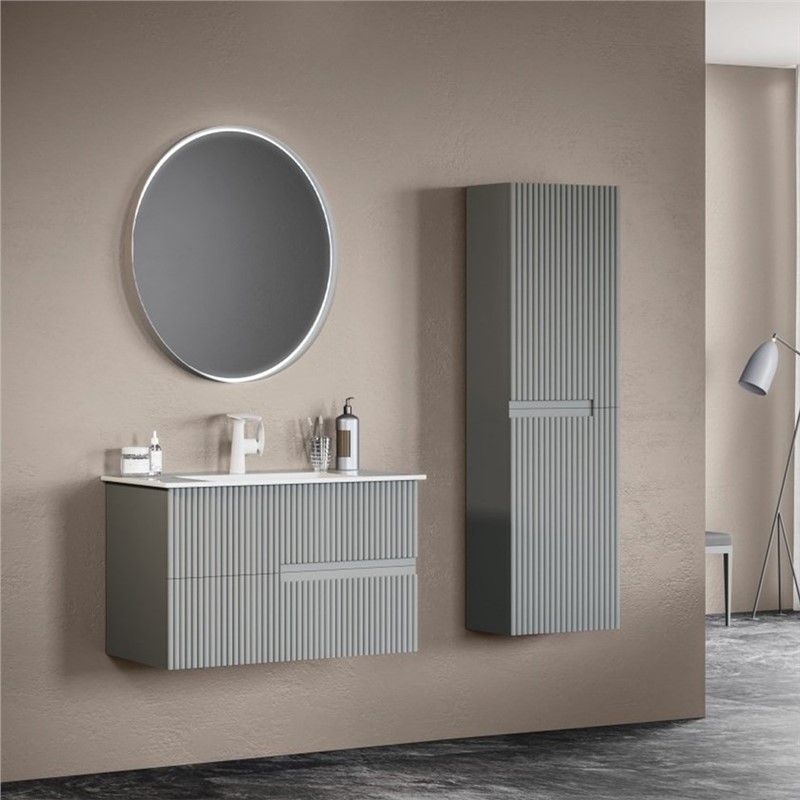 Orka Moonlight Cabinet with sink and mirror 70 cm - Anthracite #341693
