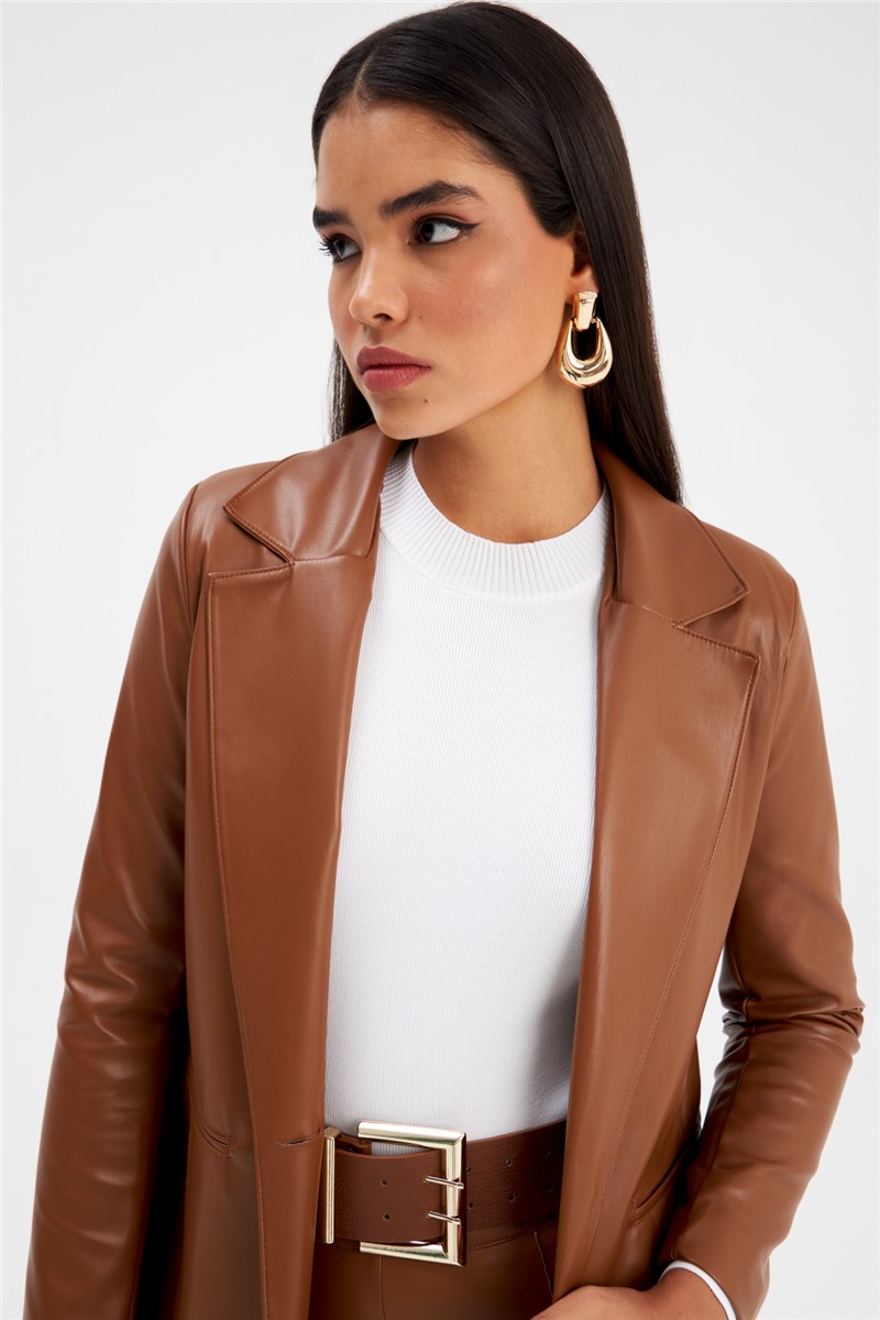 Women's Leather Jacket - Brown #361262