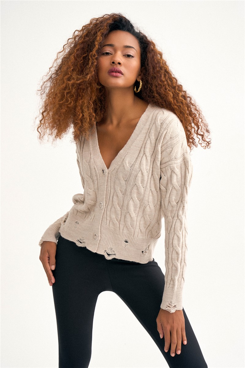 Women's knitted vest - Light beige #323101