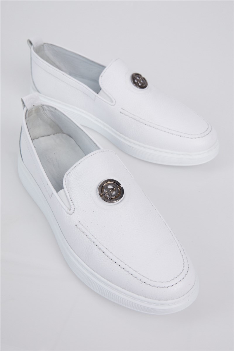 Men's genuine leather loafers - White #401221