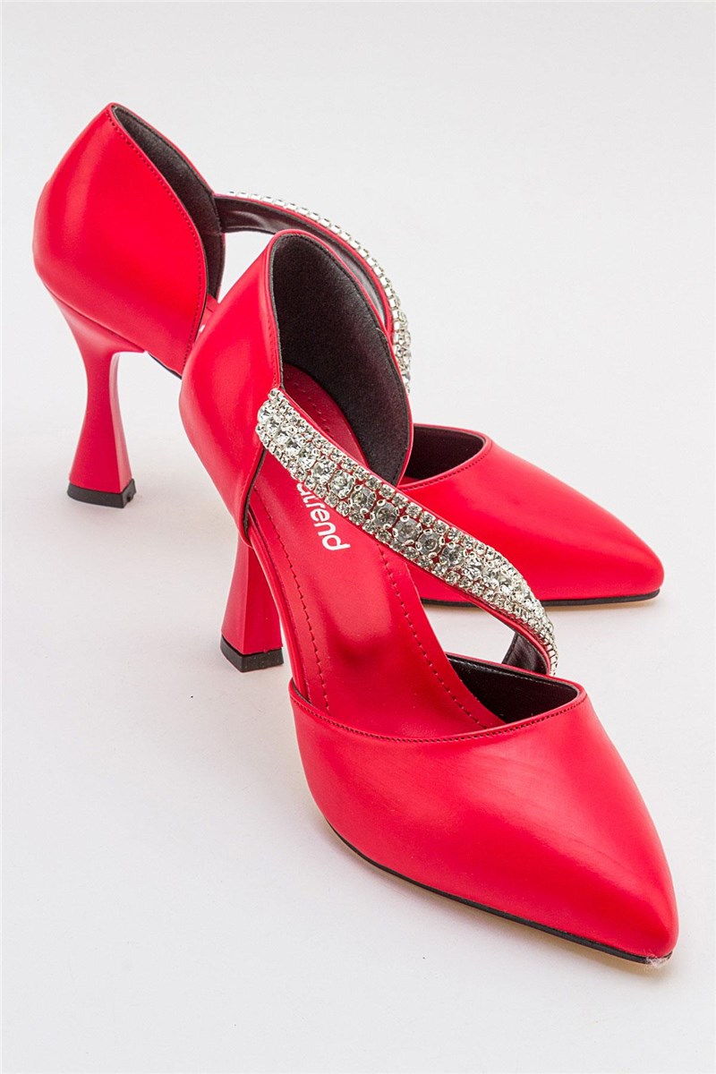Ženske elegantne cipele s petom - crvene #385468