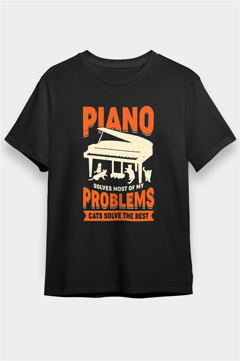 T-shirt unisex nera pianista - TişörtFabrikasi #373297