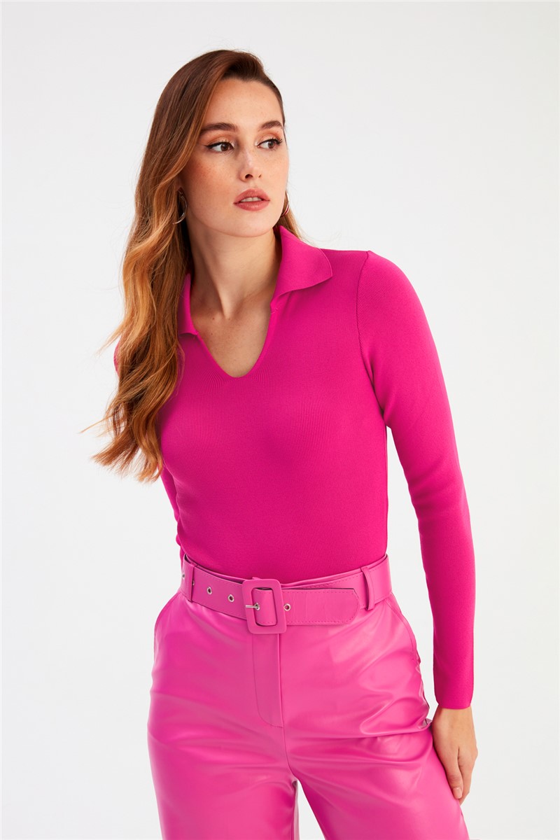 Blusa donna in maglia - Rosa brillante #365291