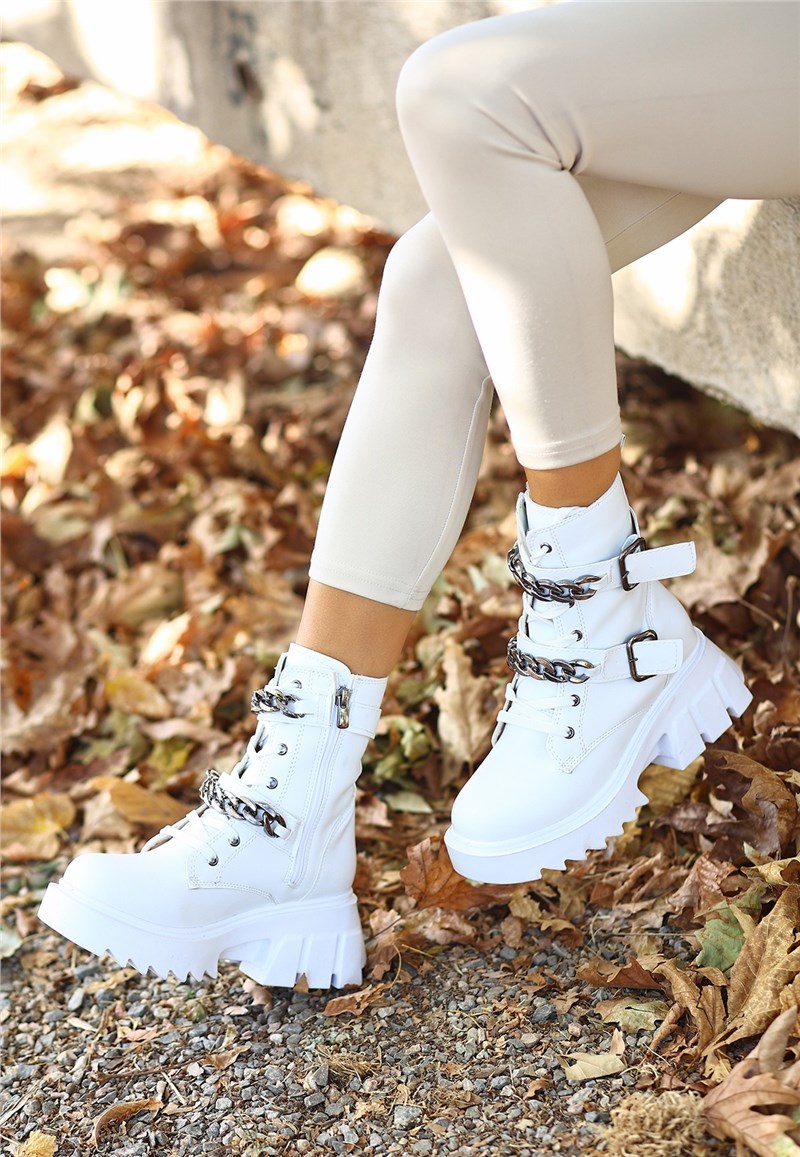 Women's Thick Sole Boots - White #407993