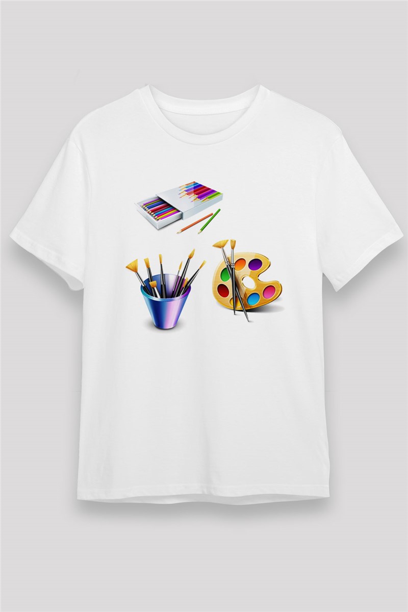 T-shirt bianca unisex Painter - TişörtFabrikasi #373057