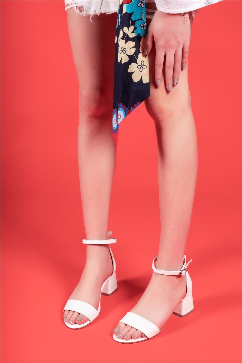 Women's sandals with heel 0012375 - White #326371