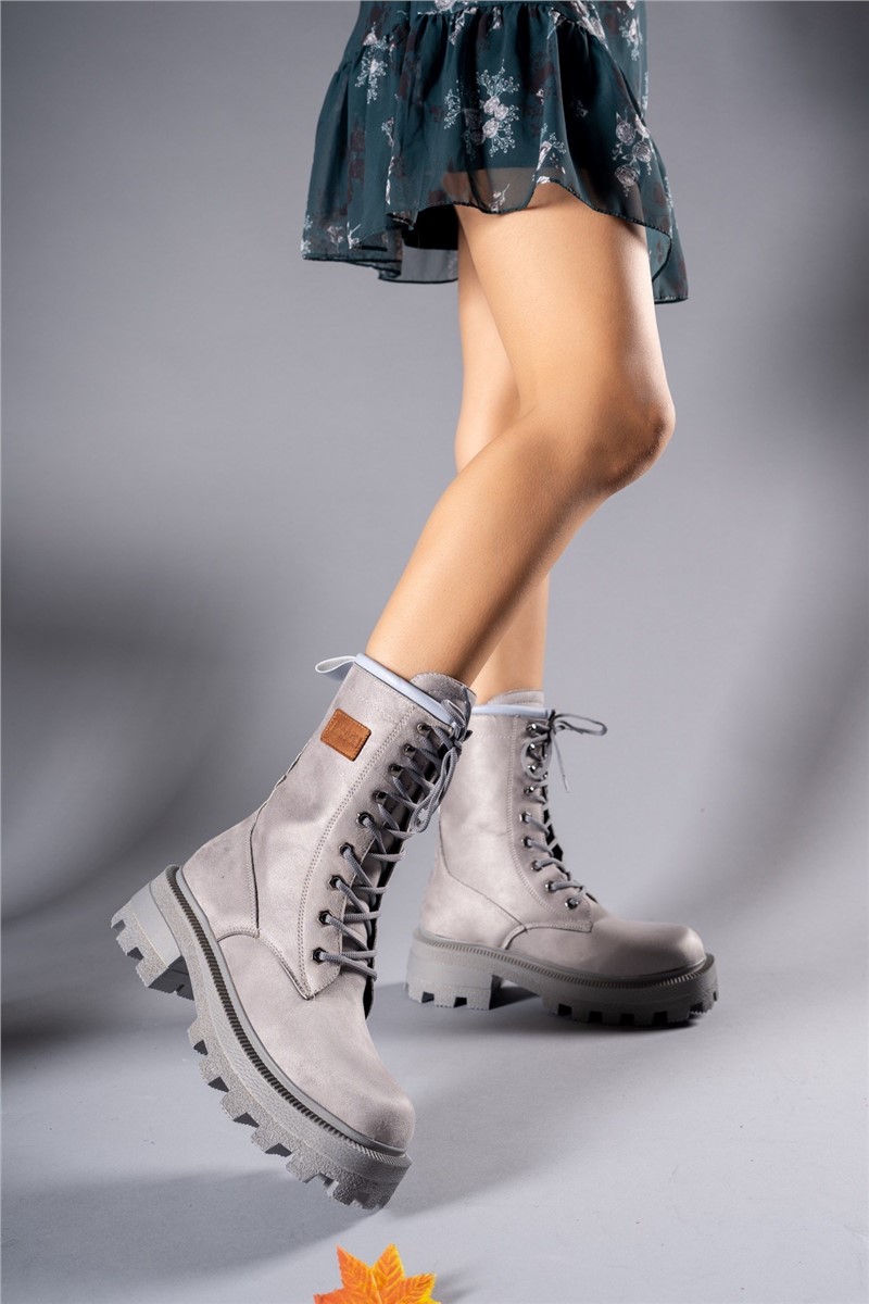 Botas femininas de camurça 001201 - cinza #358930