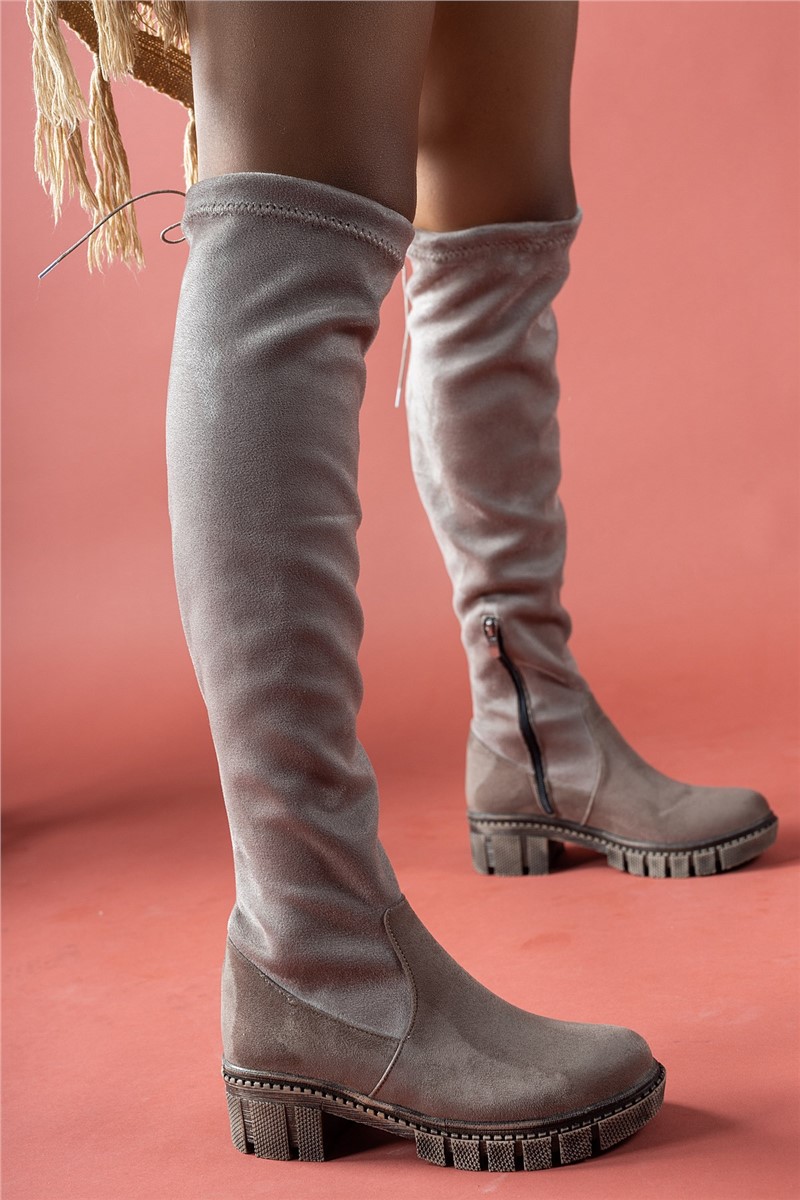 Women's suede boots 0012116 - Light gray # 326099