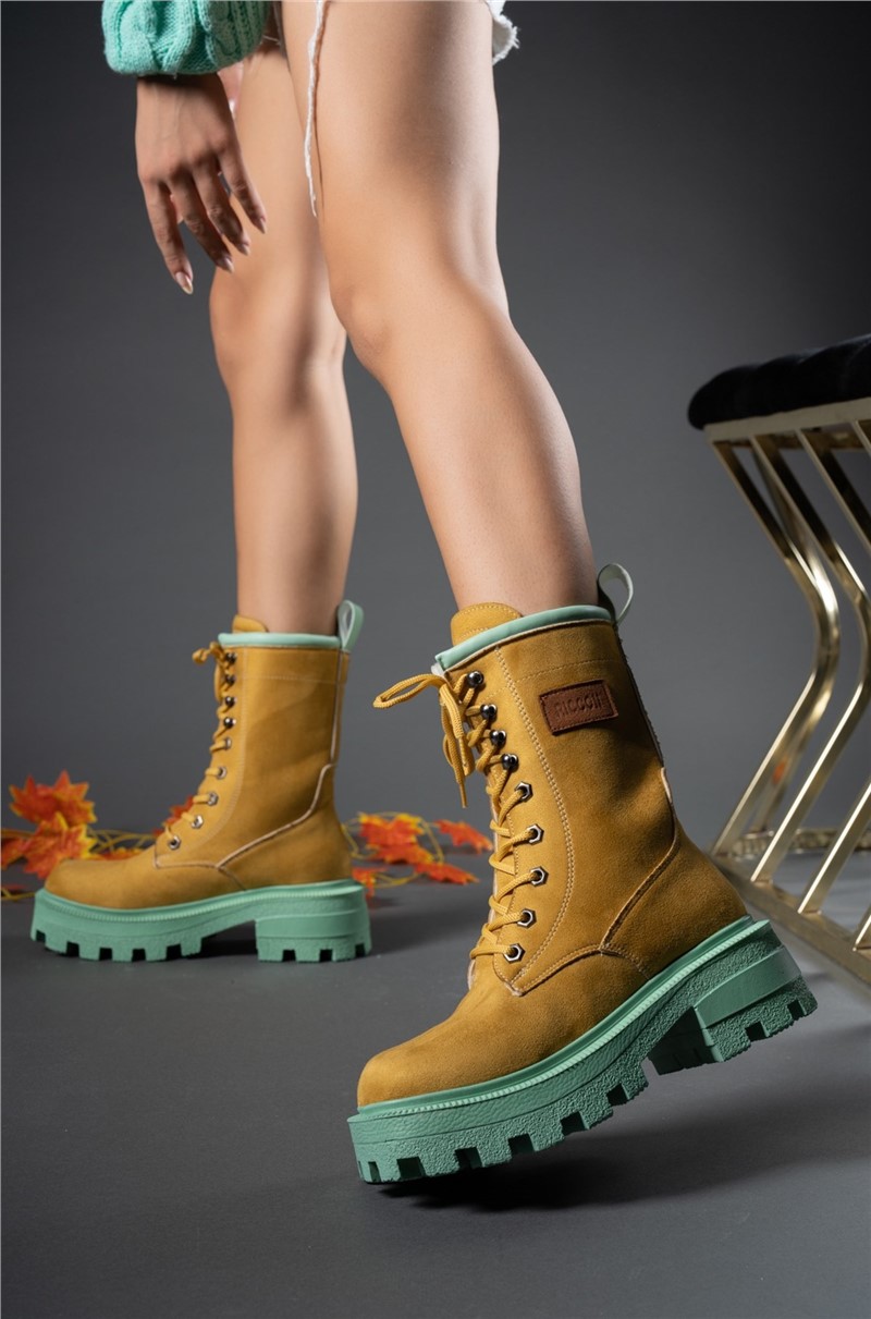 Women's Suede Boots 001201 - Mustard #359290