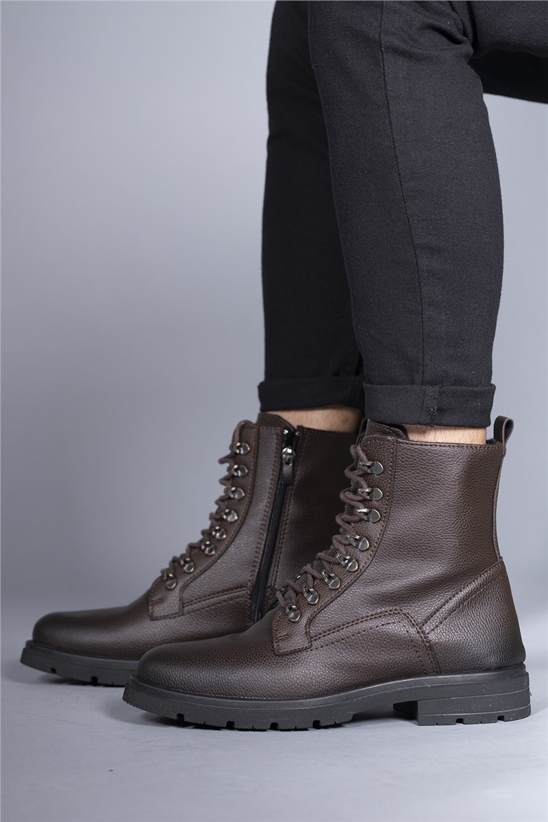 Men's Zip Up Boots 0012726 - Brown #358925
