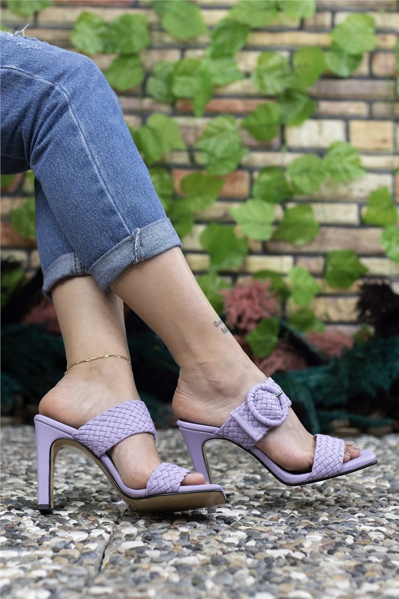 Chinelos femininos de salto alto 0012902 - Roxo #325651
