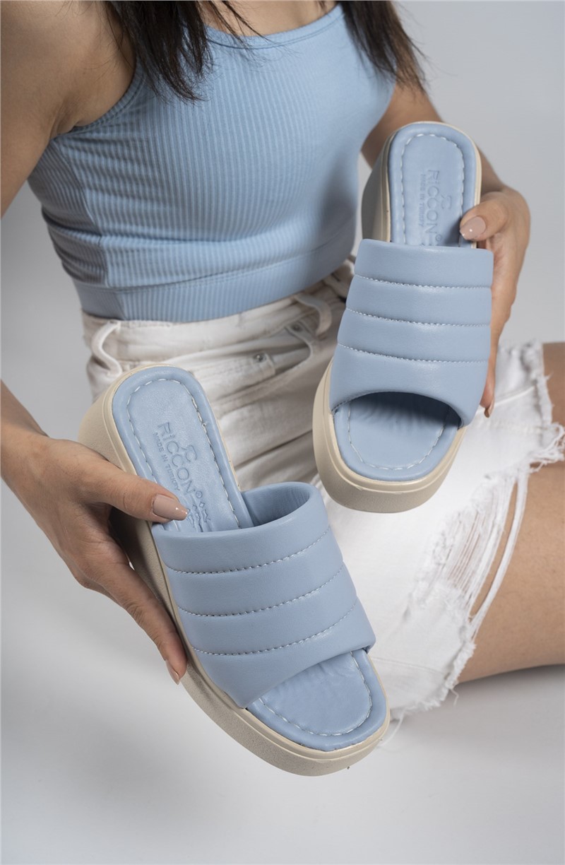 Damen-Hausschuhe mit voller Sohle 00121806 – Hellblau #332777