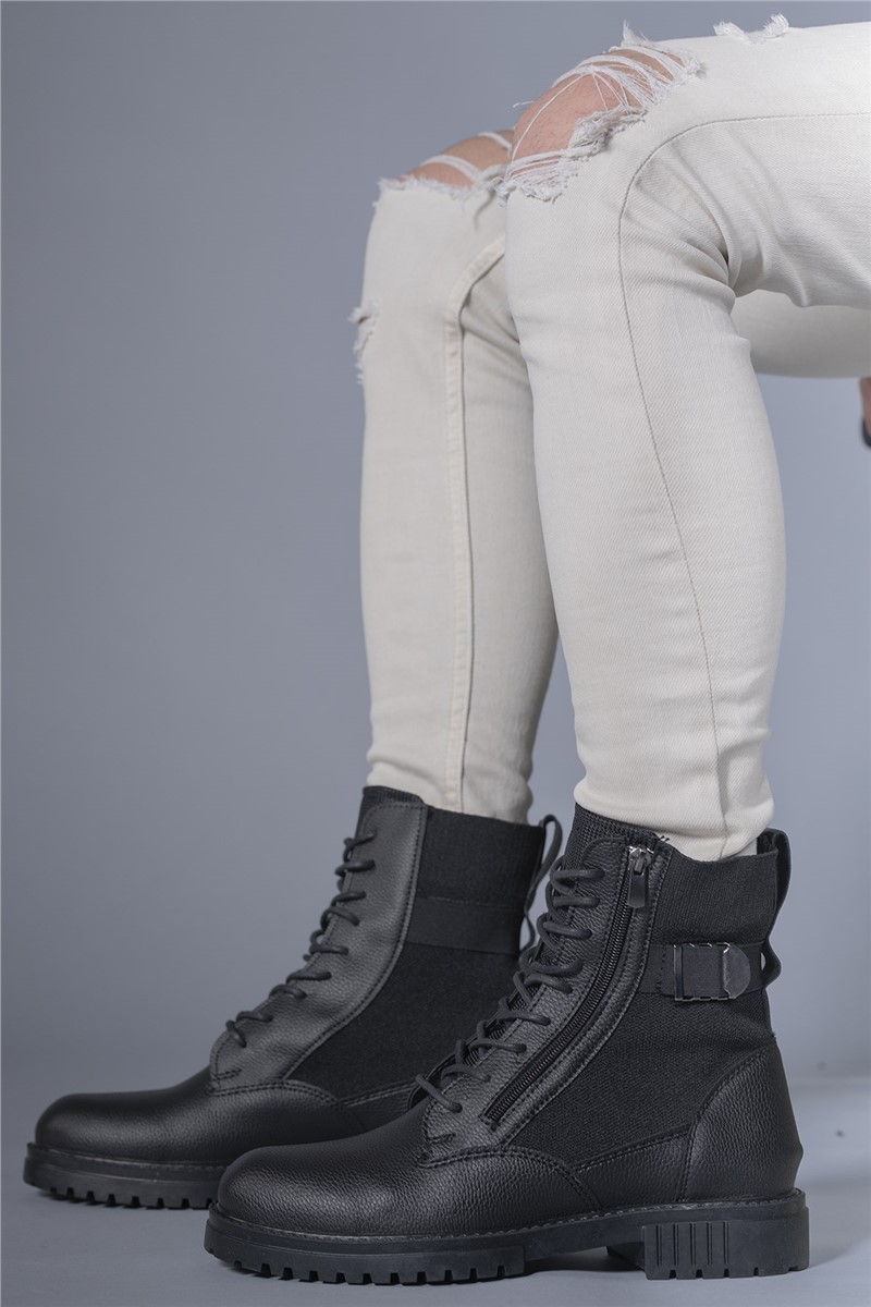 Men's Zip Up Boots 0012134 - Black #358483