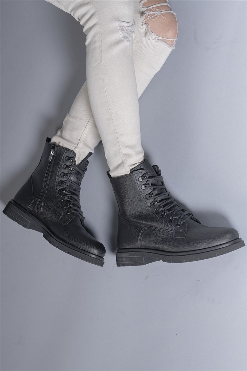 Men's Zip Up Boots 0012726 - Black #358924