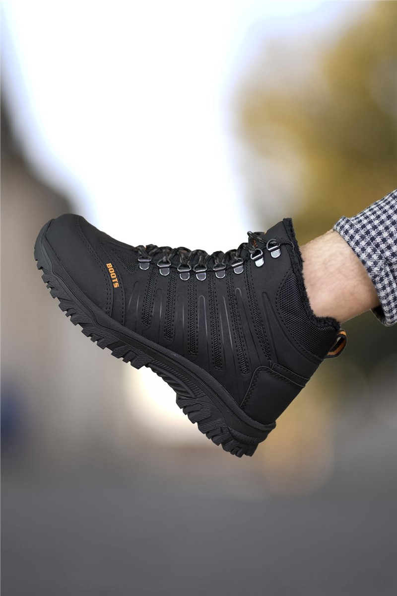 Herren Stiefel mit Karakul 0012116 - schwarz  #325384