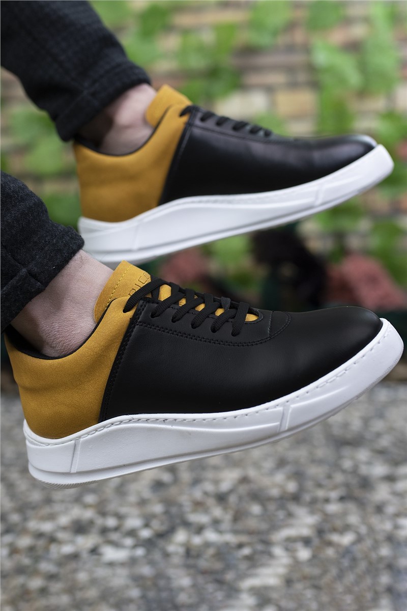 Men's sports shoes 0012M012 - Black with Mustard # 325608