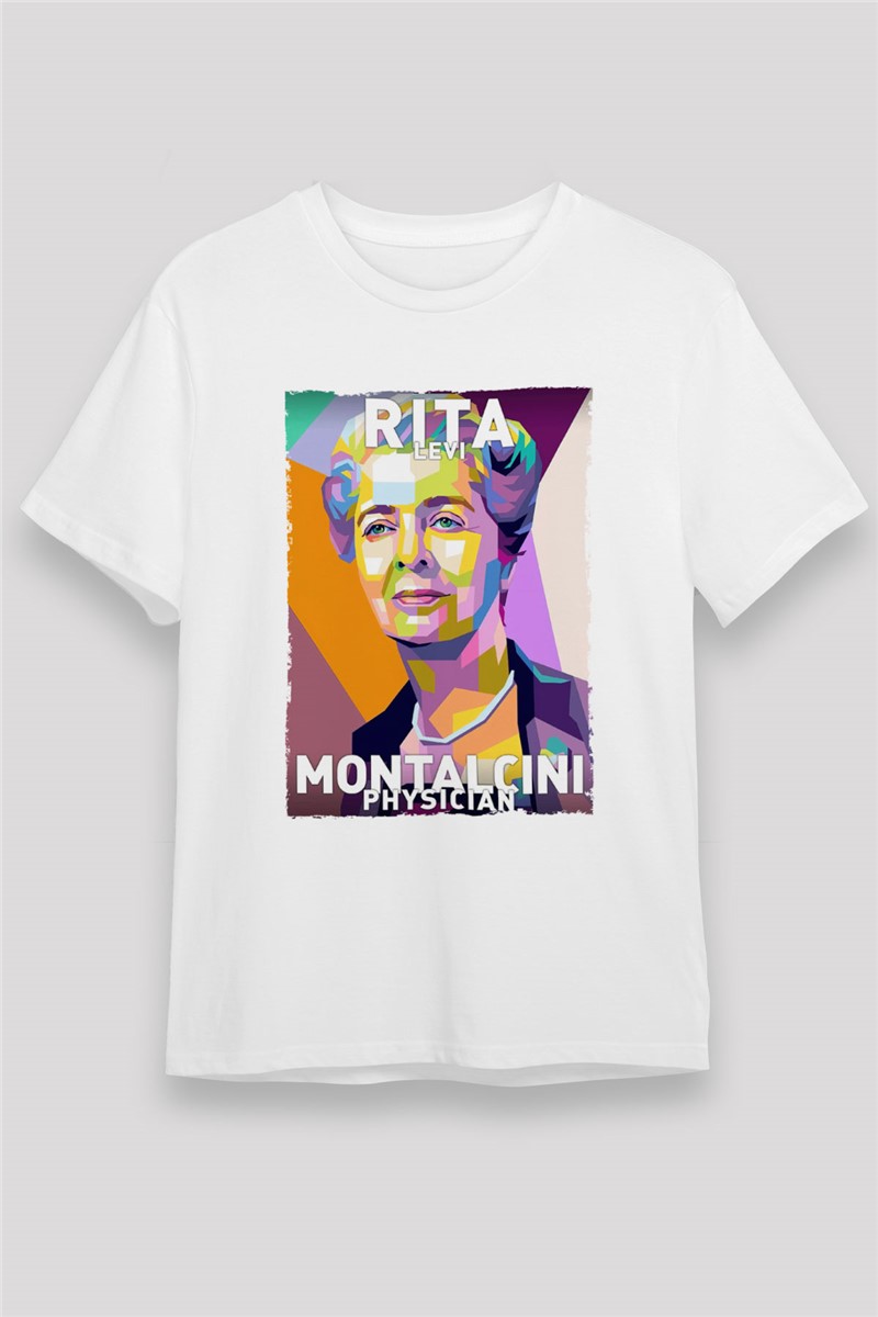 T-shirt bianca unisex stampata Rita Levi Montalcini - Tshirt #377434