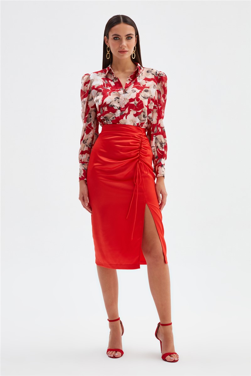Women's Satin Skirt - Color Coral #367612