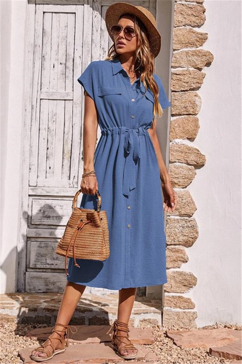 Women's Button Down Dress MG1743 - Blue #394798