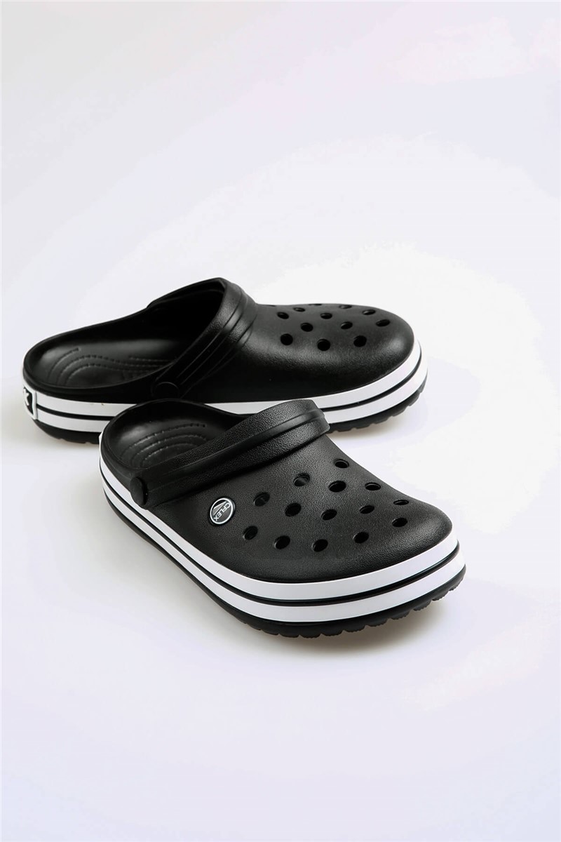 Women's clog type slippers - Black with White #369538