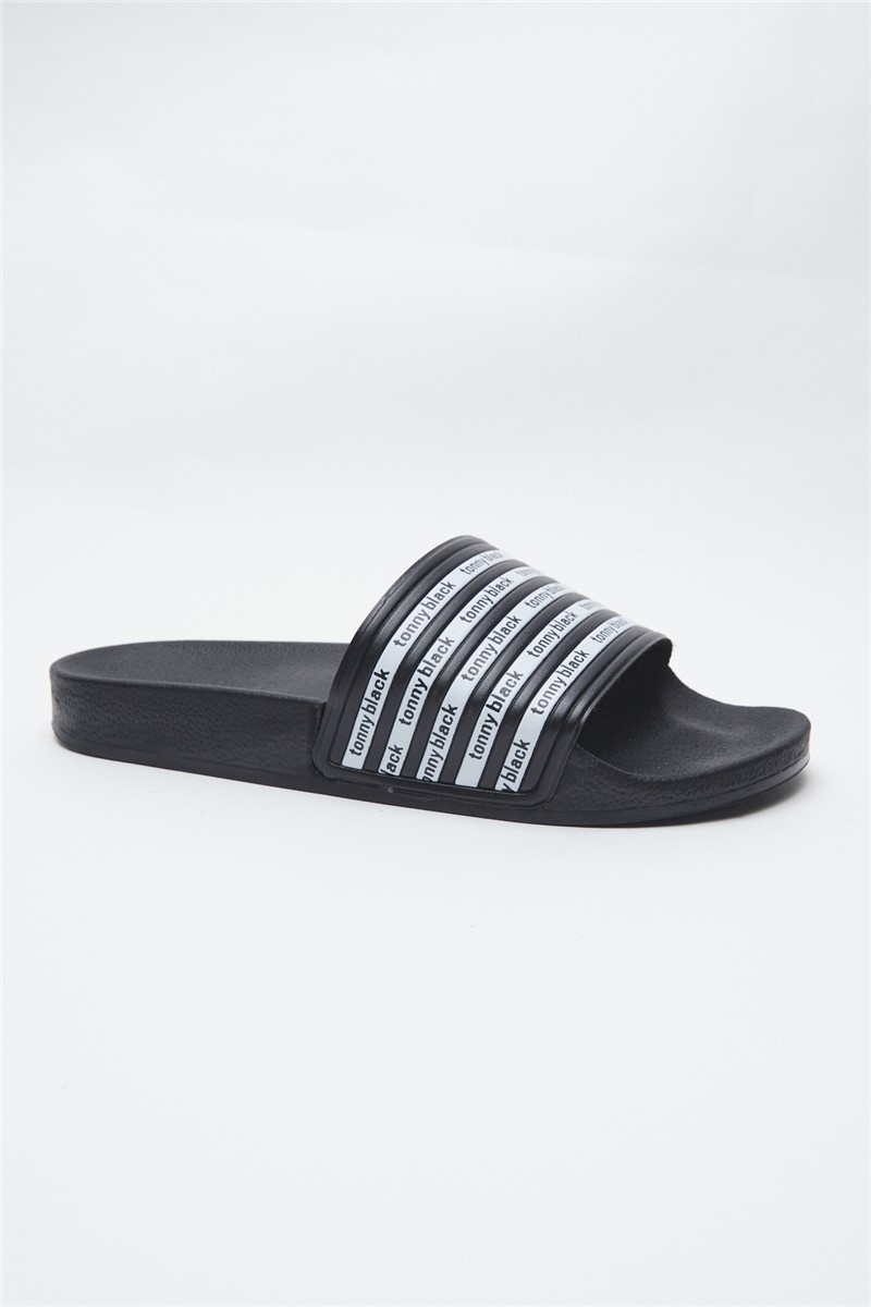 Tonny Black Unisex Slippers - Black, White #308737