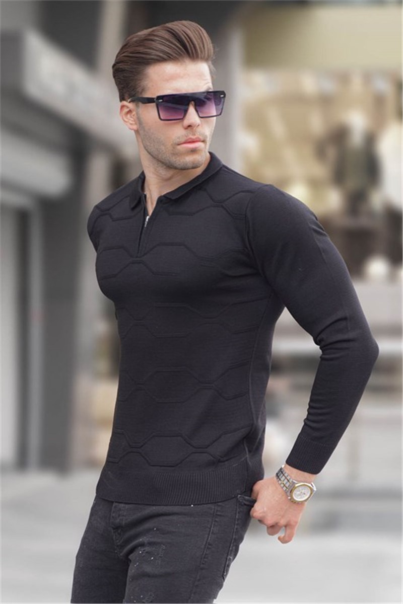 Maglione lavorato a maglia da uomo 5783 - Nero #361287