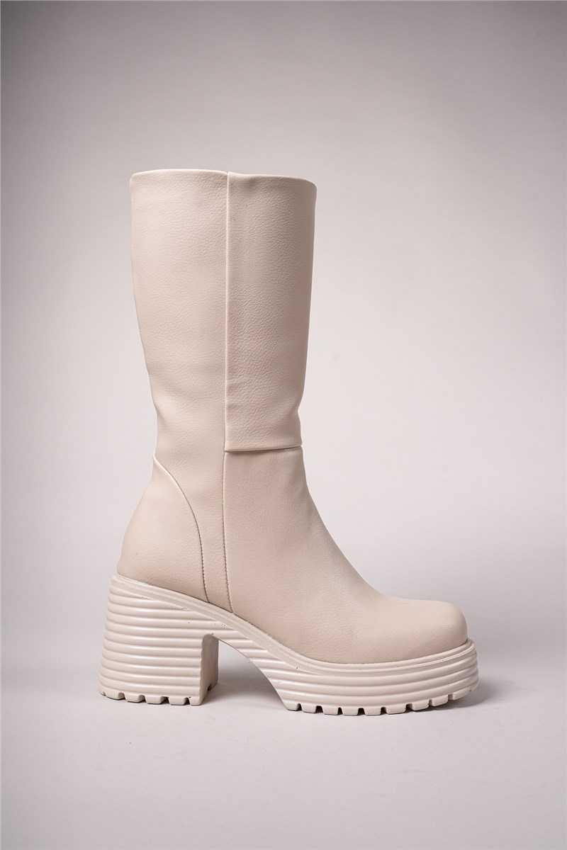 Women's Platform Boots 0012270 - Beige #404357