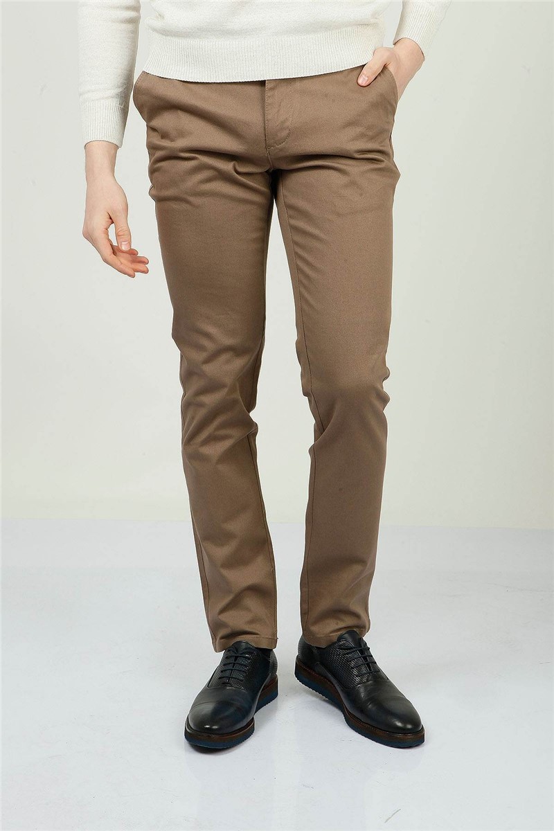 Men's Slim Fit Pants - Light Brown #323817