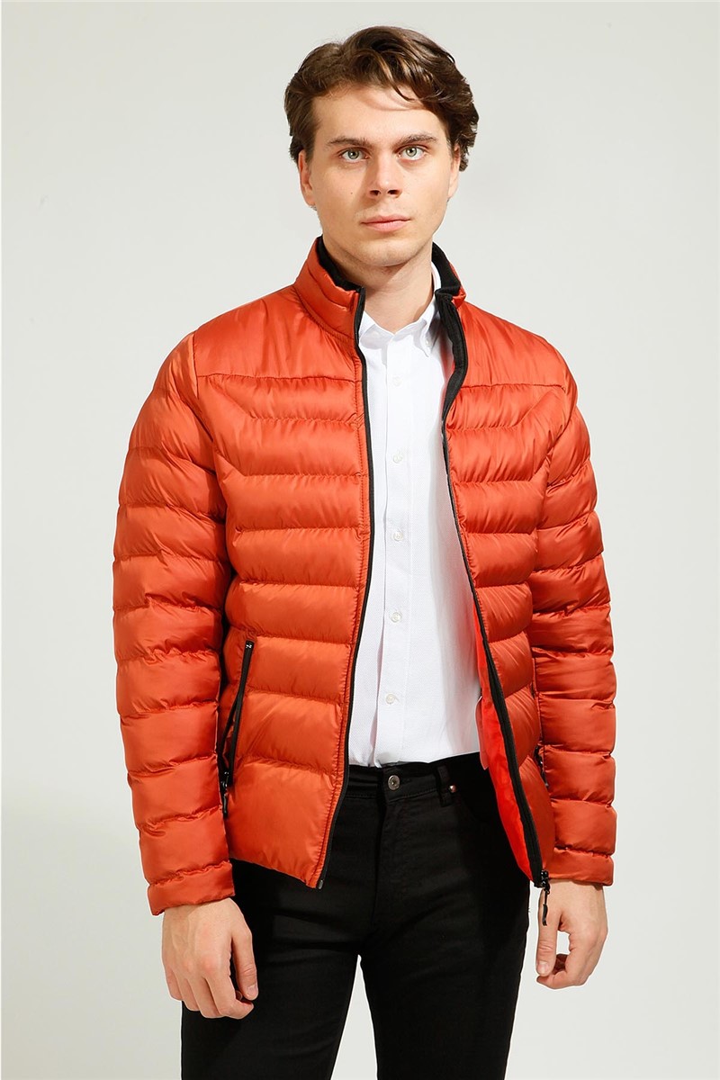 Men's Slim Fit Quilted Jacket - Orange #363579