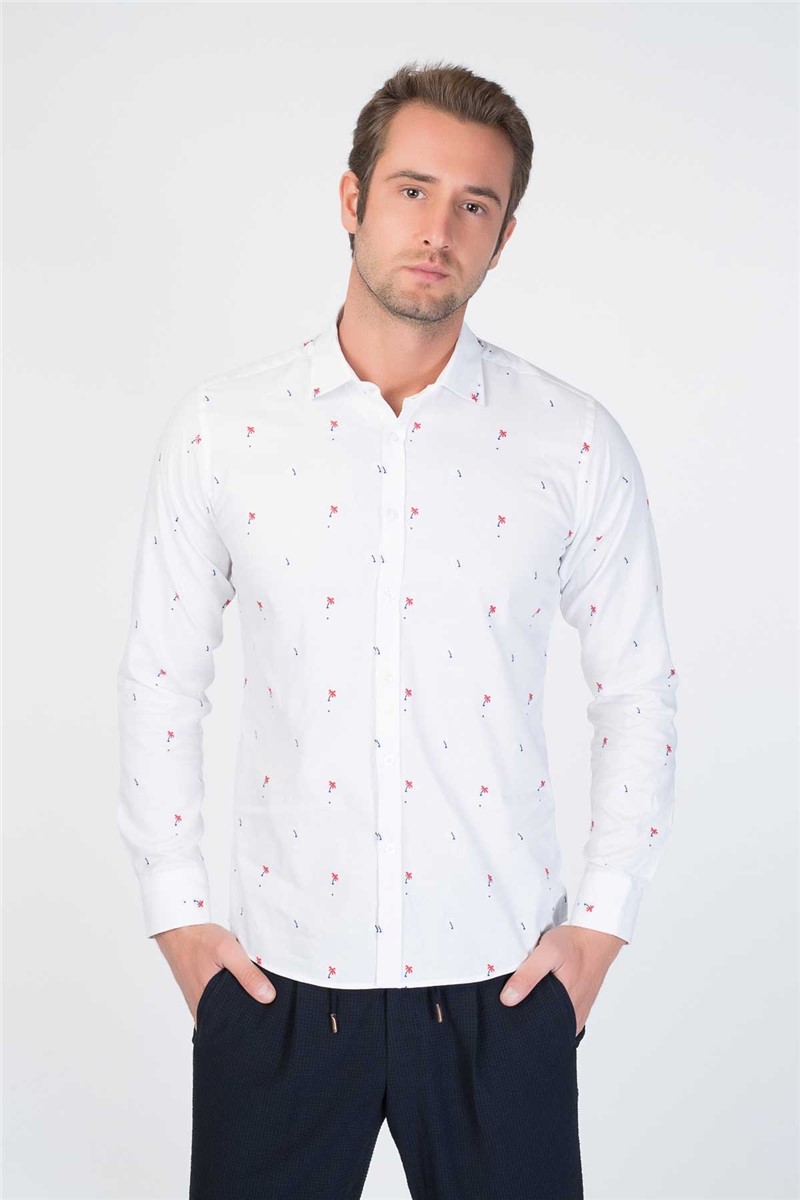 Camicia attillata da uomo - Bianco #268725